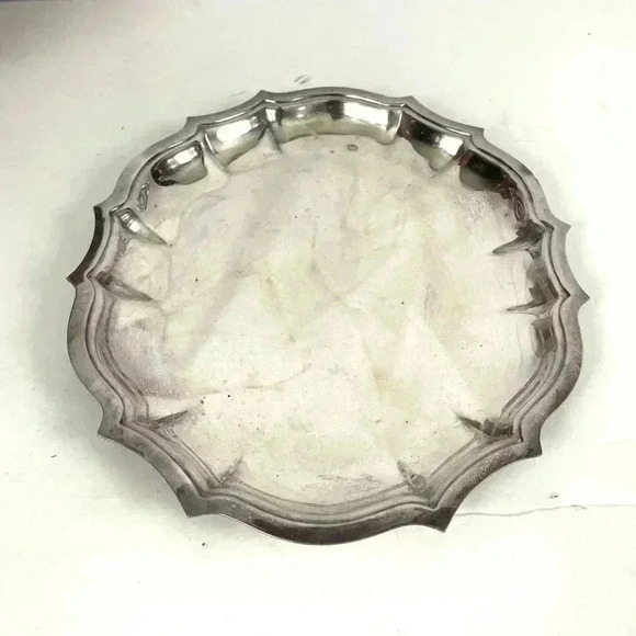 VTG Chippendale Silver Plated Trinket Dish 11" X 9" Scalloped Edges Platter - Picture 8 of 12